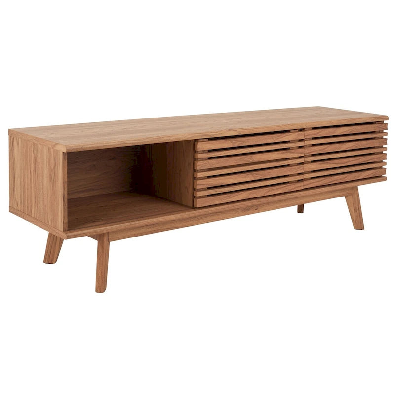 SAFAVIEH Teela Meuble TV multimédia de rangement Noyer 59 pouces - 59 L x 15 P x 19 H - 59Lx15Px19H