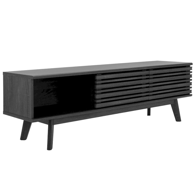 SAFAVIEH Teela Meuble TV multimédia de rangement Noyer 59 pouces - 59 L x 15 P x 19 H - 59Lx15Px19H