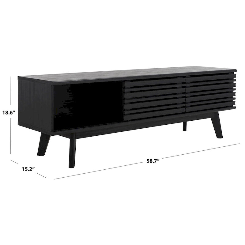 SAFAVIEH Teela Meuble TV multimédia de rangement Noyer 59 pouces - 59 L x 15 P x 19 H - 59Lx15Px19H