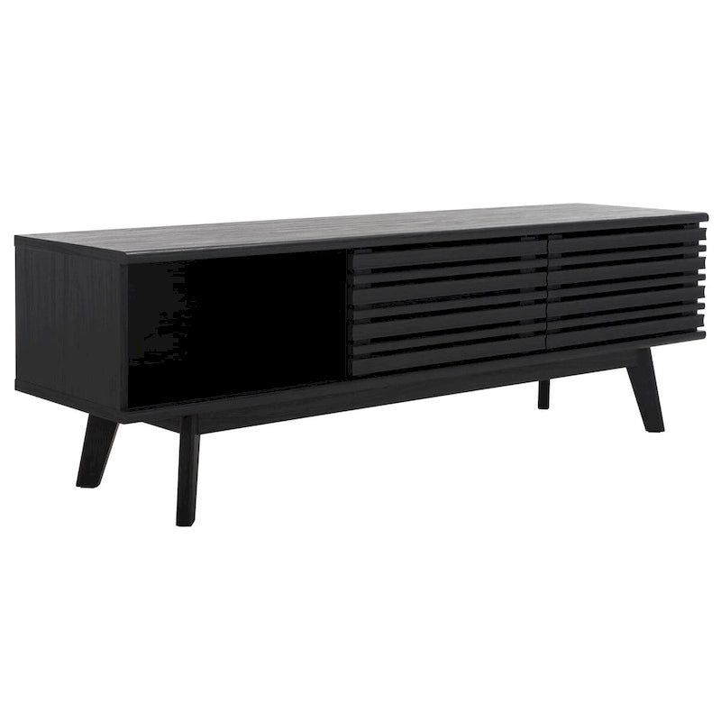 SAFAVIEH Teela Meuble TV multimédia de rangement Noyer 59 pouces - 59 L x 15 P x 19 H - 59Lx15Px19H