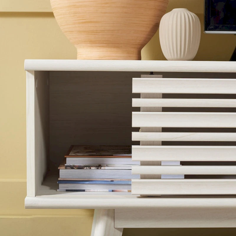 SAFAVIEH Teela Meuble TV multimédia de rangement Noyer 59 pouces - 59 L x 15 P x 19 H - 59Lx15Px19H