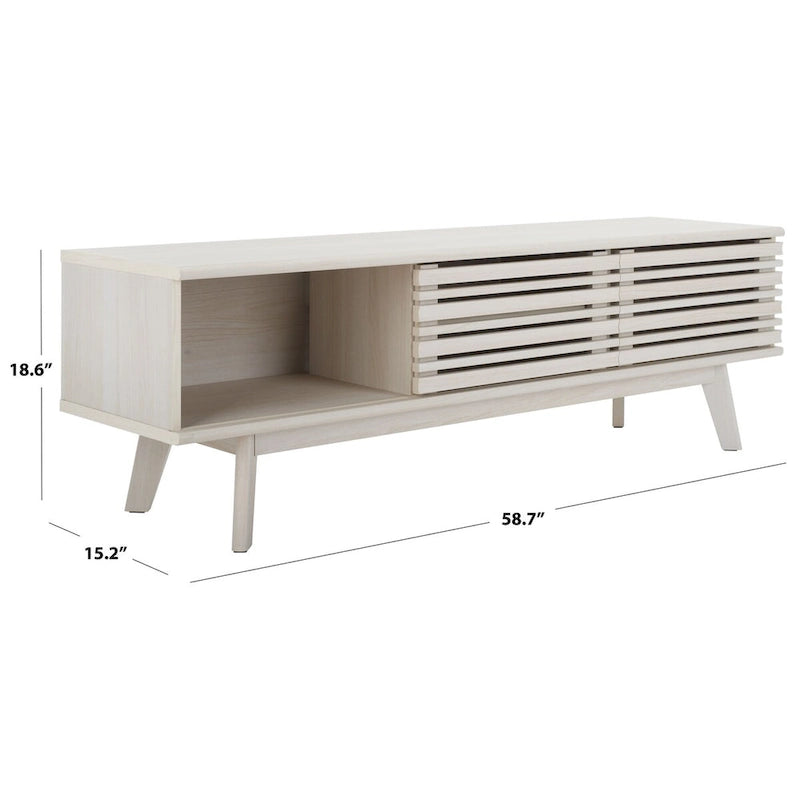SAFAVIEH Teela Meuble TV multimédia de rangement Noyer 59 pouces - 59 L x 15 P x 19 H - 59Lx15Px19H