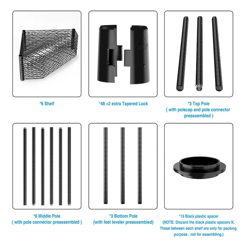 Étagère d'angle autoportante robuste à 6 niveaux pour rangement et exposition