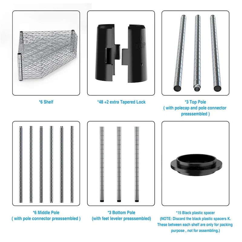 Étagère d'angle autoportante robuste à 6 niveaux pour rangement et exposition