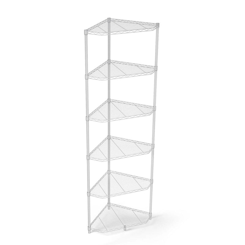 Étagère d'angle autoportante robuste à 6 niveaux pour rangement et exposition