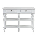 Rectangular Kitchen Island with 2 Drawers in White