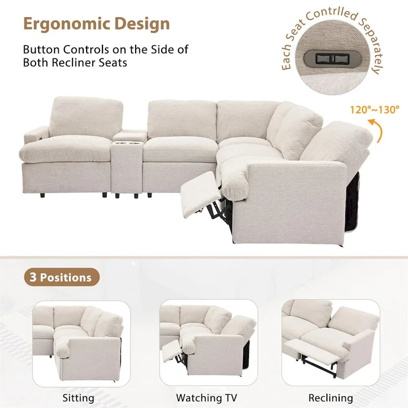 Narożna Sofa Rozkładana Elektrycznie do Kina Domowego