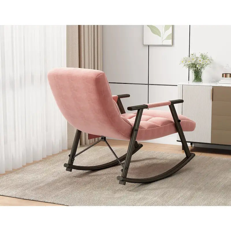 Fauteuil à bascule en velours avec repose-pieds
