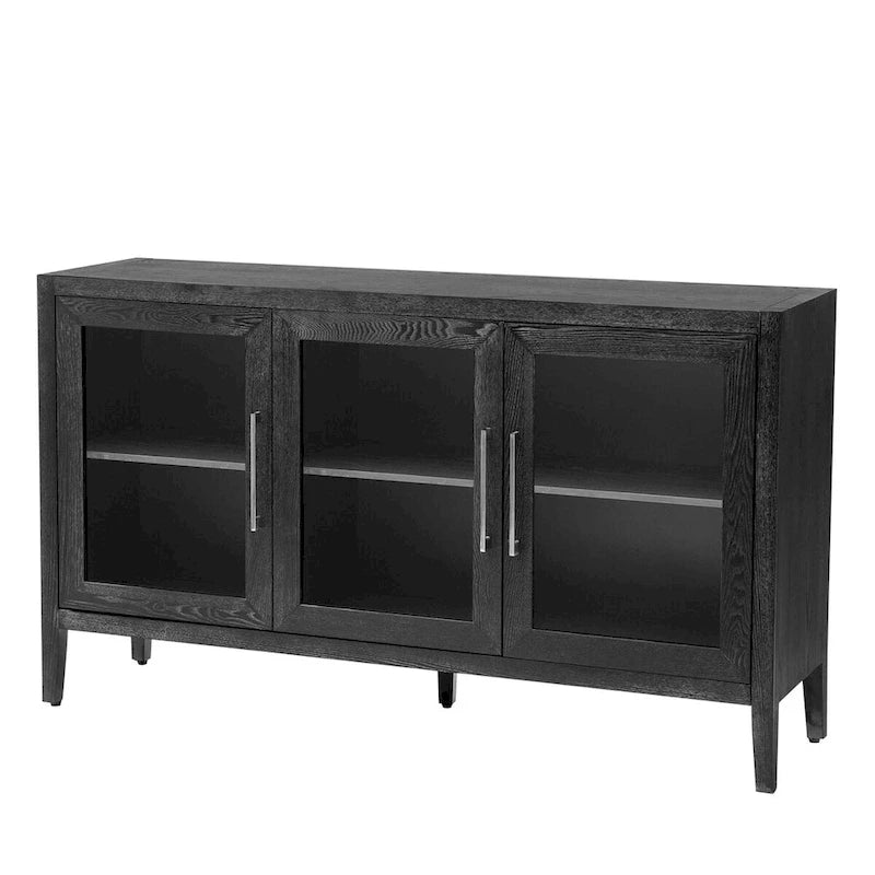 Meuble d'appoint 3 portes en MDF de 86 cm de haut avec étagère réglable