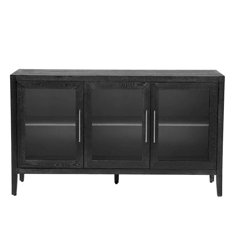 Meuble d'appoint 3 portes en MDF de 86 cm de haut avec étagère réglable