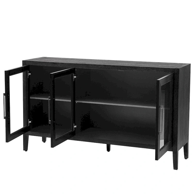 Meuble d'appoint 3 portes en MDF de 86 cm de haut avec étagère réglable