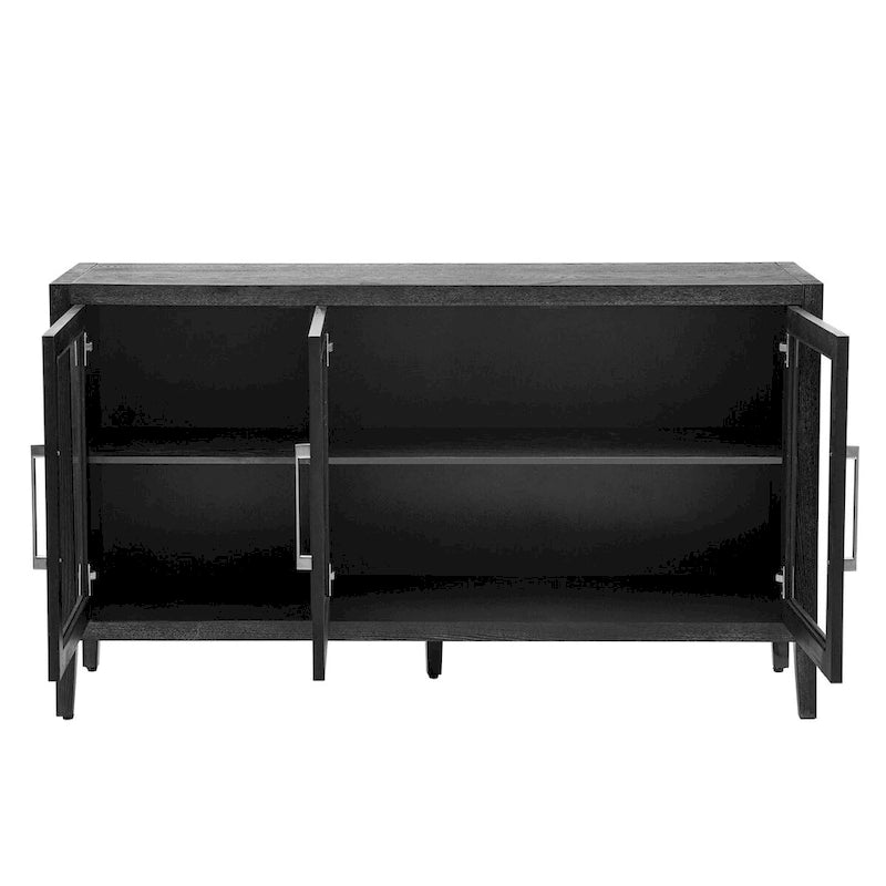 Meuble d'appoint 3 portes en MDF de 86 cm de haut avec étagère réglable