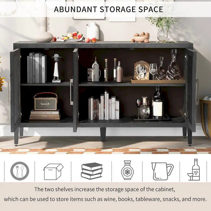 Meuble d'appoint 3 portes en MDF de 86 cm de haut avec étagère réglable