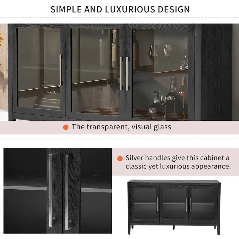 Meuble d'appoint 3 portes en MDF de 86 cm de haut avec étagère réglable