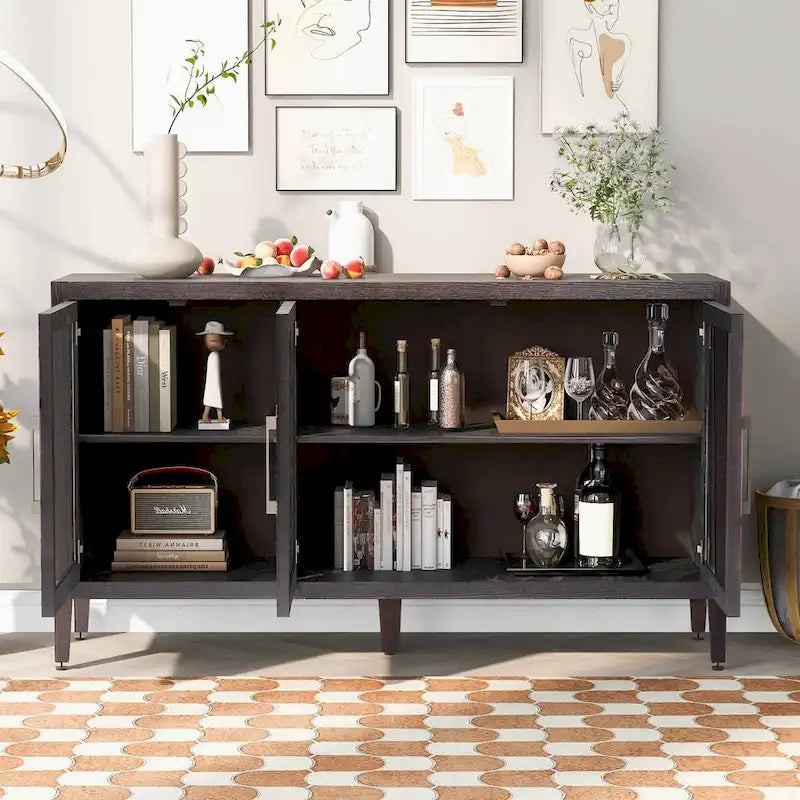 Meuble d'appoint 3 portes en MDF de 86 cm de haut avec étagère réglable