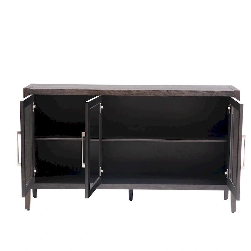Meuble d'appoint 3 portes en MDF de 86 cm de haut avec étagère réglable