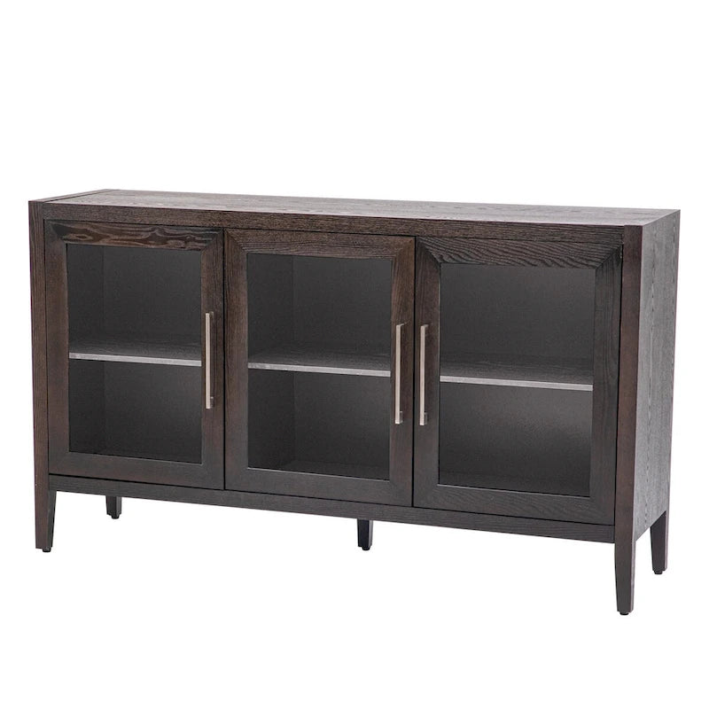 Meuble d'appoint 3 portes en MDF de 86 cm de haut avec étagère réglable