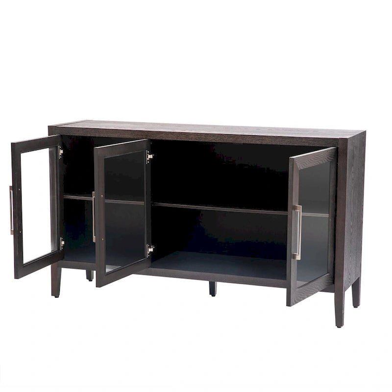 Meuble d'appoint 3 portes en MDF de 86 cm de haut avec étagère réglable