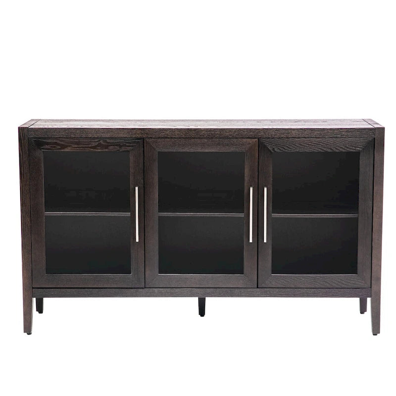 Meuble d'appoint 3 portes en MDF de 86 cm de haut avec étagère réglable