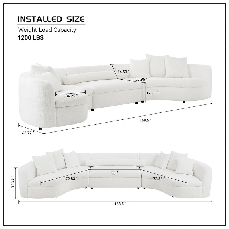 Duża nowoczesna sofa tapicerowana trzyczęściowa