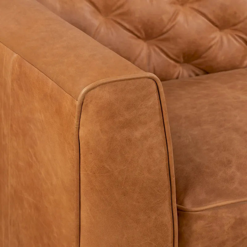 Canapé d'appartement Essex 74 Poly & Bark - Cuir véritable italien pleine fleur