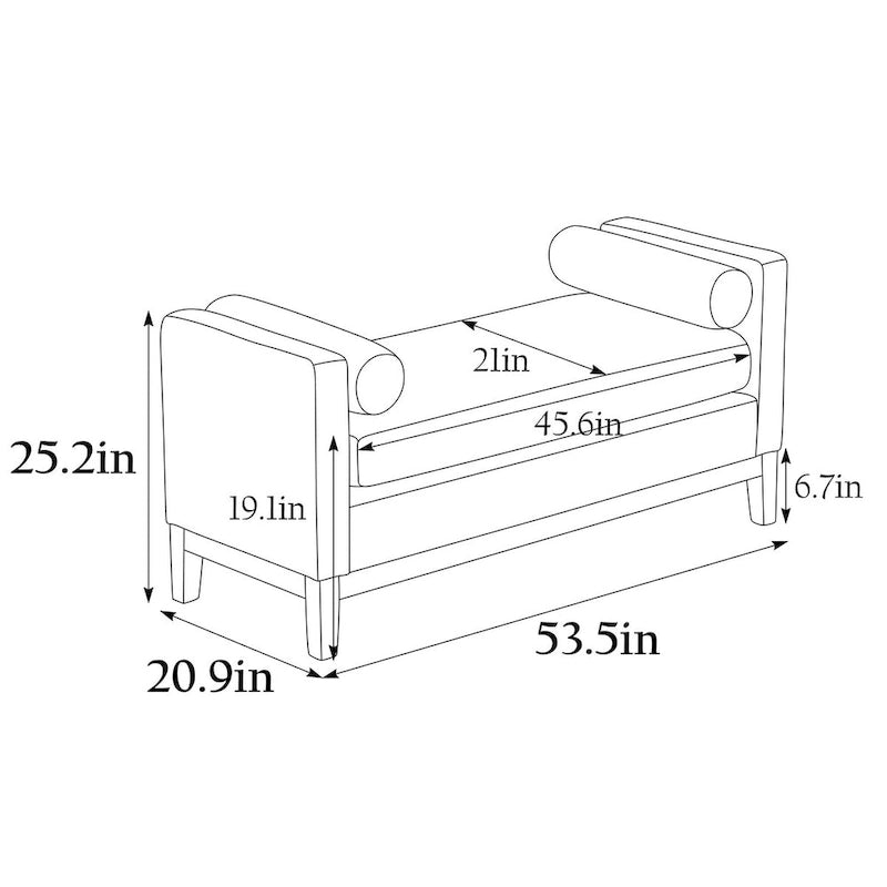 Banc rembourré élégant pour bout de lit et salon