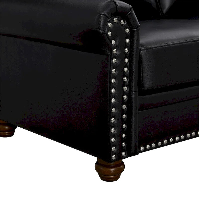 Fauteuil de salon à une place avec pieds en bois en similicuir