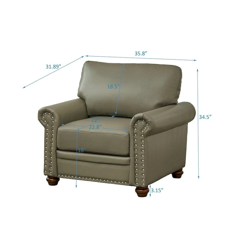Fauteuil de salon à une place avec pieds en bois en similicuir