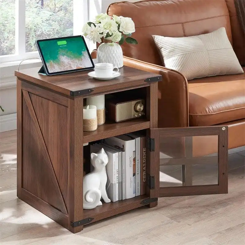 Table d'appoint avec station de recharge - 18P x 18L x 24H