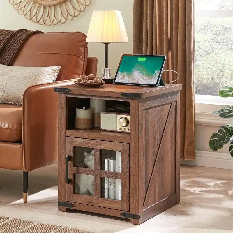 Table d'appoint avec station de recharge - 18P x 18L x 24H