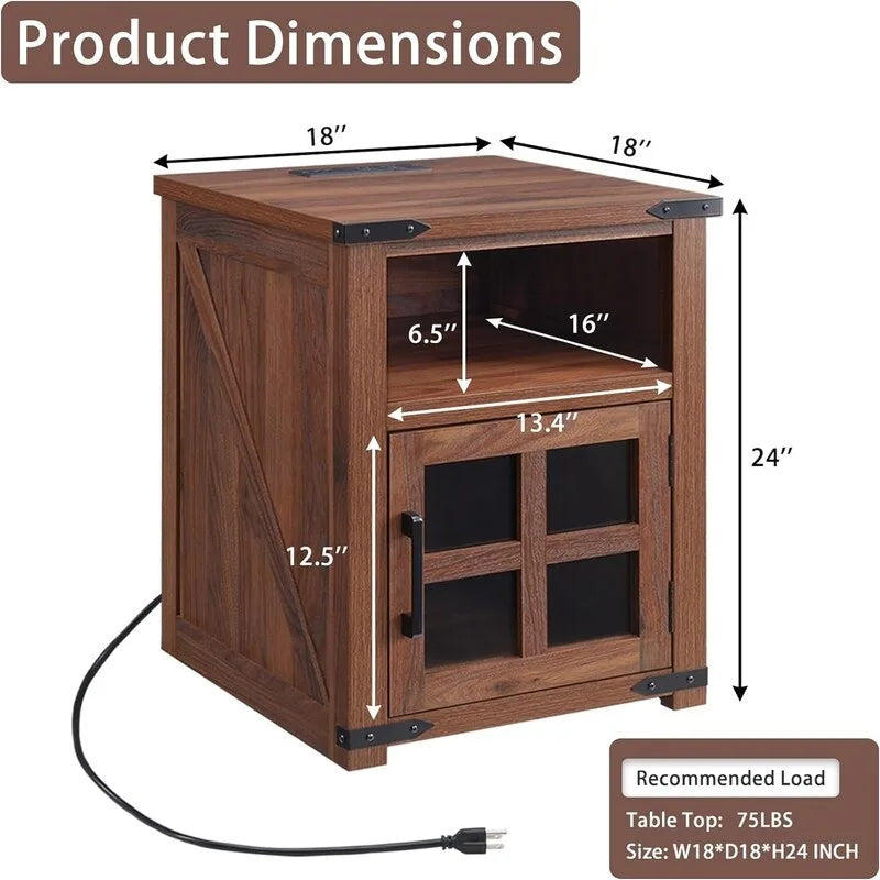 Table d'appoint avec station de recharge - 18P x 18L x 24H