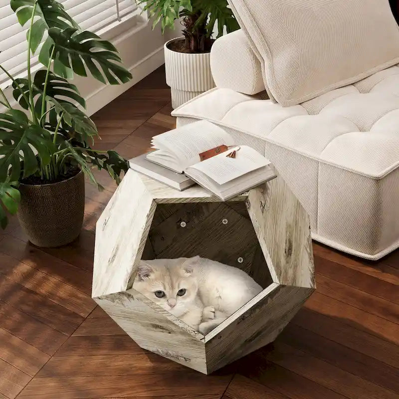 25,98 Table d'appoint niche pour chat, meuble moderne de forme