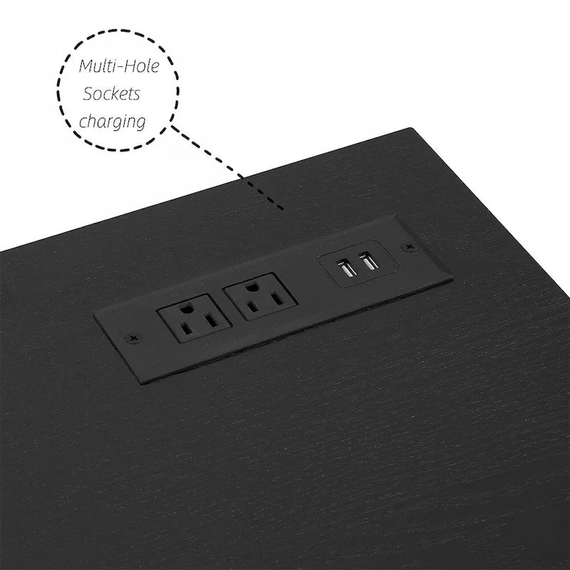 Meuble TV de cheminée 58 W avec cheminée de 18 pouces, lumière LED, prise USB - 58W*15.5D*24.4H
