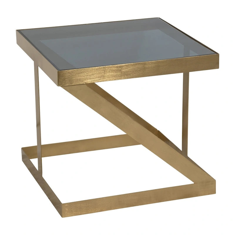 Table d'appoint latérale Sagebrook Home Modern Glam 20 en métal et verre doré et noir - 22 x 22 x 20