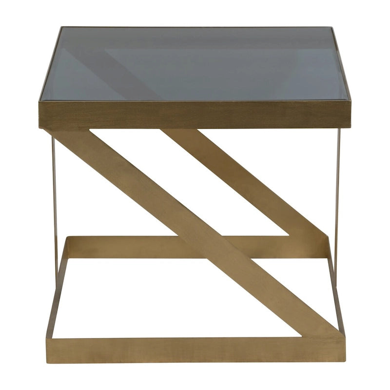 Table d'appoint latérale Sagebrook Home Modern Glam 20 en métal et verre doré et noir - 22 x 22 x 20