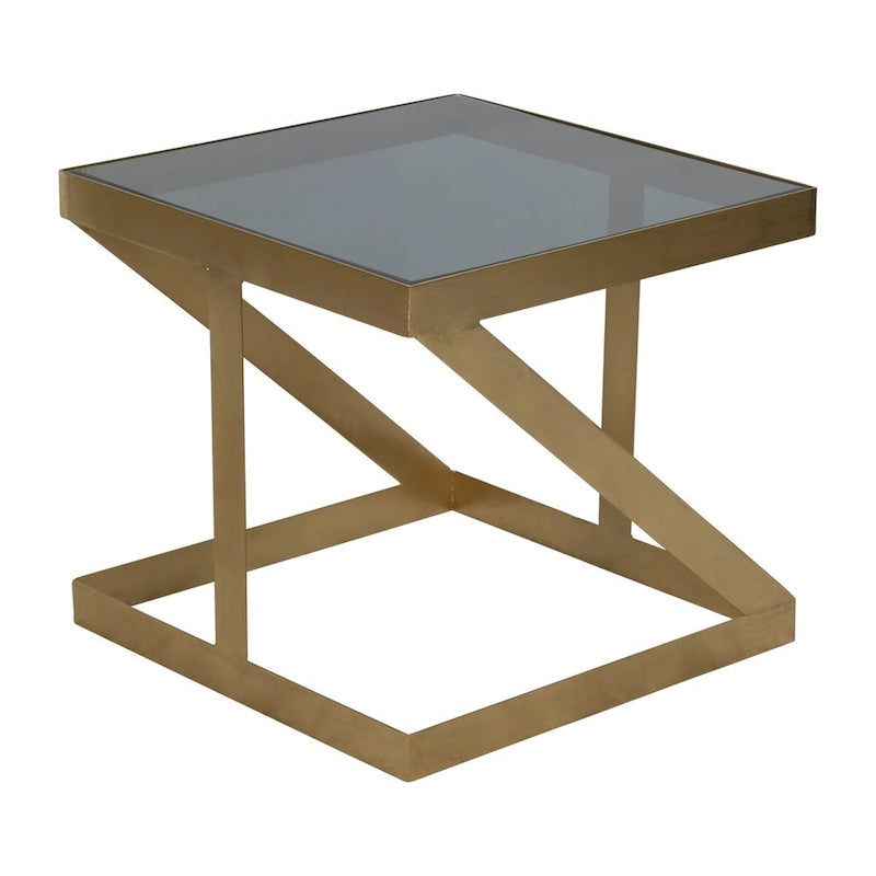 Table d'appoint latérale Sagebrook Home Modern Glam 20 en métal et verre doré et noir - 22 x 22 x 20