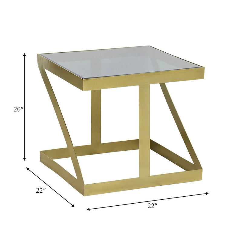 Table d'appoint latérale Sagebrook Home Modern Glam 20 en métal et verre doré et noir - 22 x 22 x 20