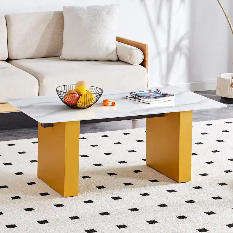 Table basse moderne minimaliste en verre trempé transparent