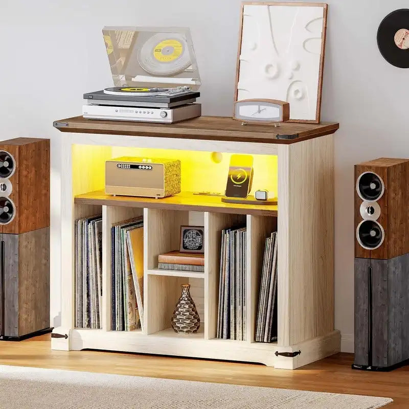 Grand Meuble pour Platine Vinyle - 15,7P x 31,5L x 28,7H