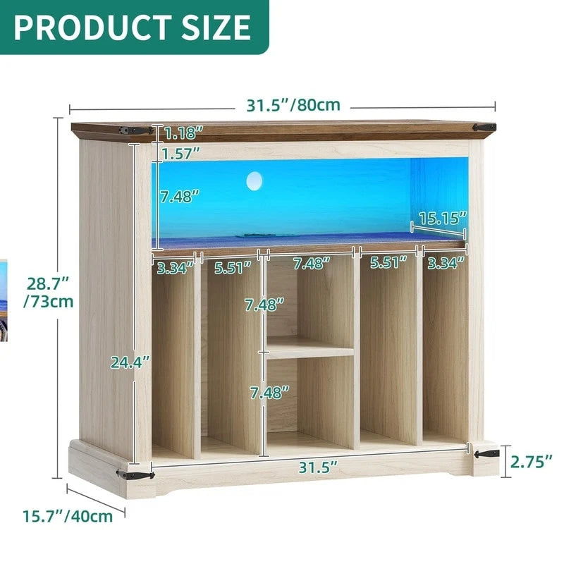 Grand Meuble pour Platine Vinyle - 15,7P x 31,5L x 28,7H