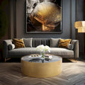 Sagebrook Home Modern Glam Wood Round Glass Coffee and End Table