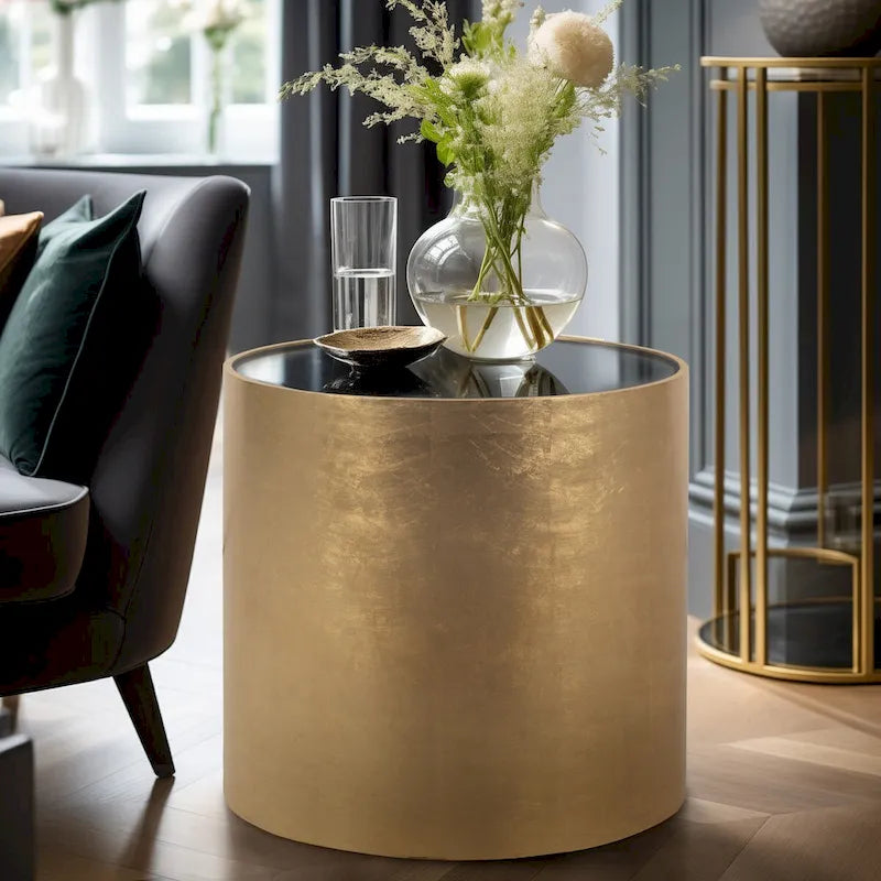 Sagebrook Home Table Basse et Table d'Appoint Rondes en Verre et Bois Style Glamour Moderne