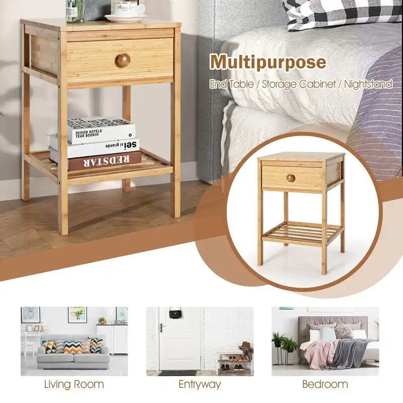 Tables d'appoint en bambou - Lot de 2 - 40,6P x 40,6L x 61H cm