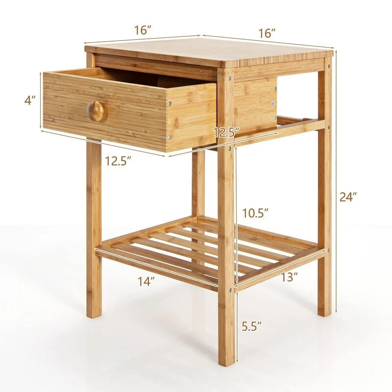 Tables d'appoint en bambou - Lot de 2 - 40,6P x 40,6L x 61H cm