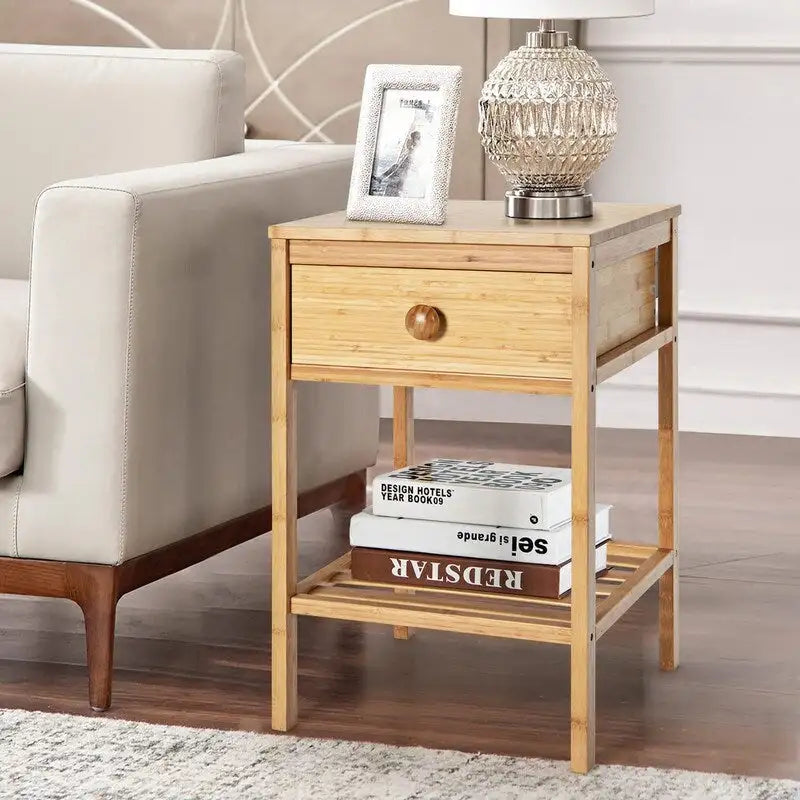 Tables d'appoint en bambou - Lot de 2 - 40,6P x 40,6L x 61H cm