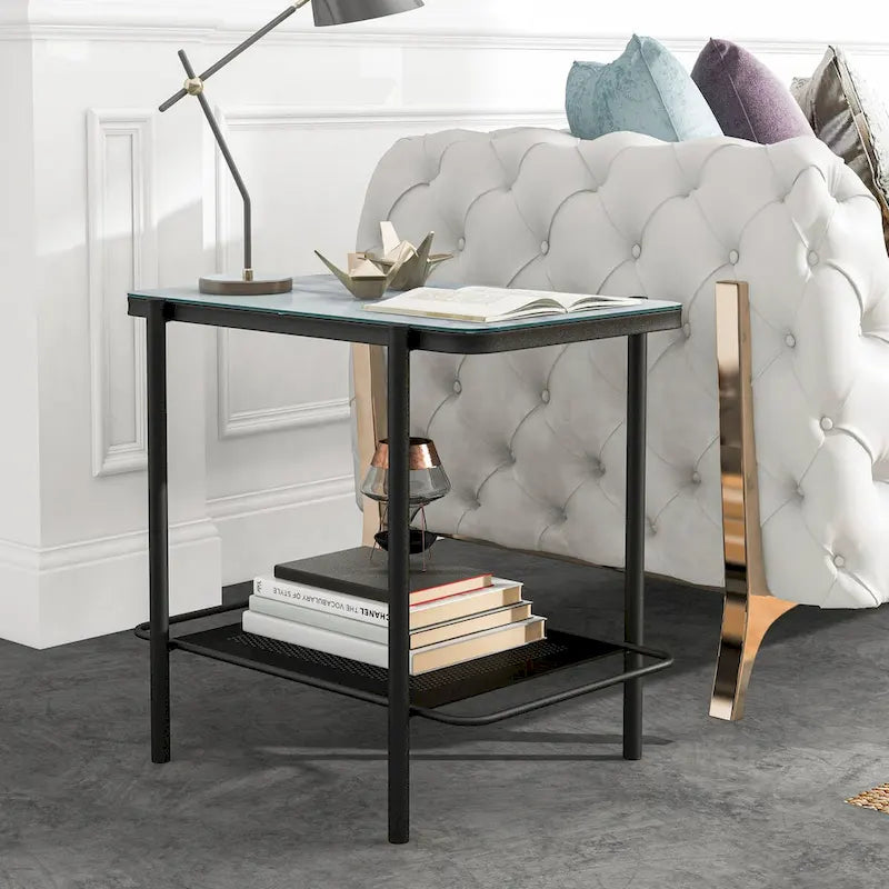 Ensemble de 3 tables basses Puetz contemporaines à plateau en verre blanc par Furniture of America