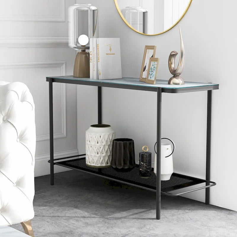 Ensemble de 3 tables basses Puetz contemporaines à plateau en verre blanc par Furniture of America