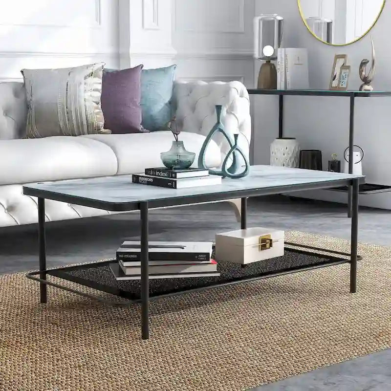 Ensemble de 3 tables basses Puetz contemporaines à plateau en verre blanc par Furniture of America