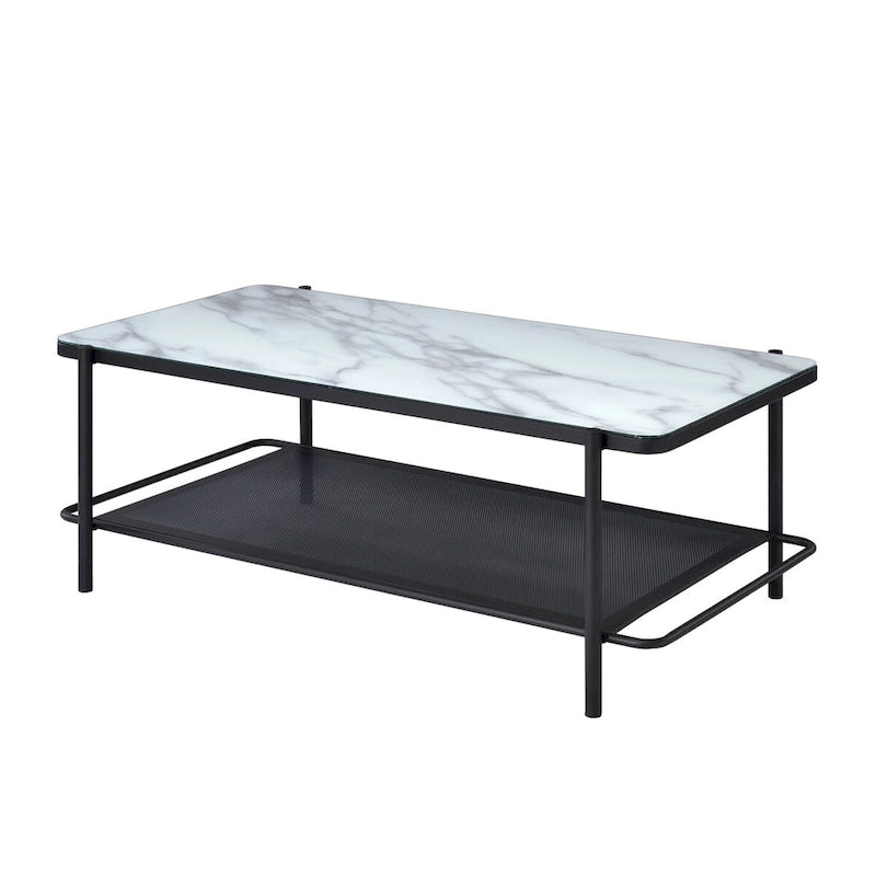 Ensemble de 3 tables basses Puetz contemporaines à plateau en verre blanc par Furniture of America