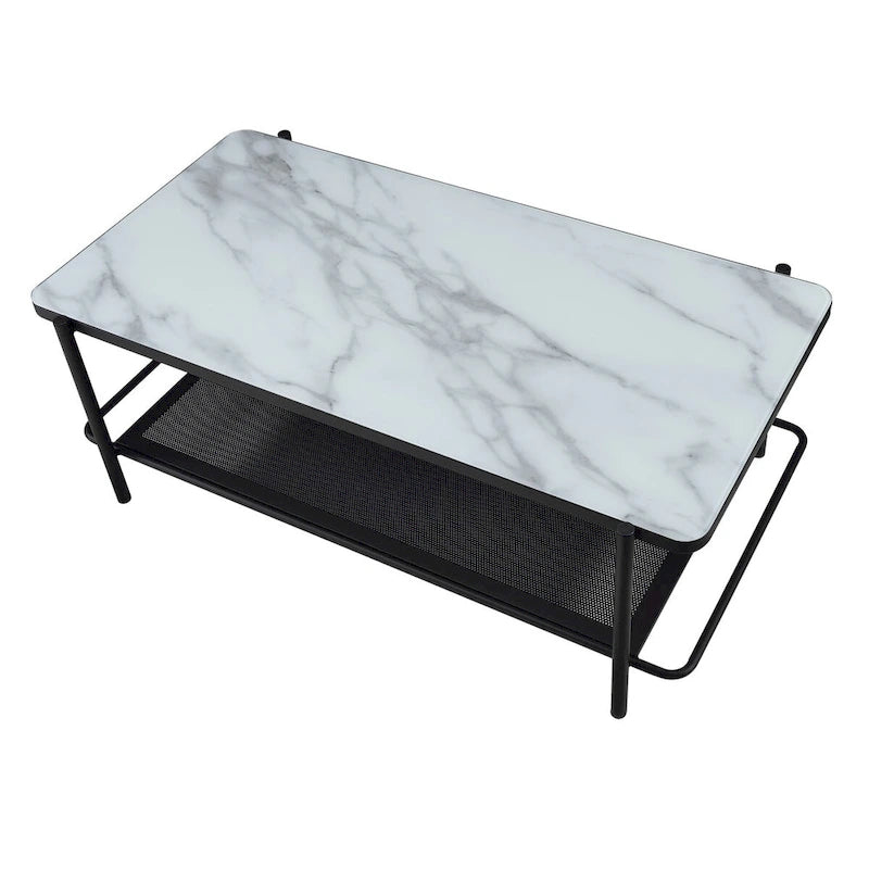 Ensemble de 3 tables basses Puetz contemporaines à plateau en verre blanc par Furniture of America